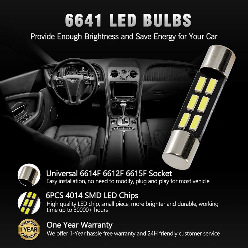 BRISHINE 29MM 6614F 6641 6614 6612F 6615F F30-WHP TS-14V1CP LED Bulbs Extremely Bright 6SMD 4014 Chipsets for Car Interior Sun Visor Vanity Mirror Lights, Xenon White(Pack of 4) - Image 4